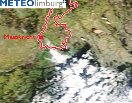NASA-satellietfoto zondag 20 januari met sneeuw in Eifel en Ardennen en net ten zuidoosten van Maastricht